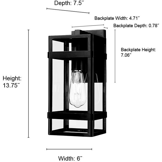 Payton 1 Light 13.75 inch Powder Coated Black Outdoor Wall Sconce